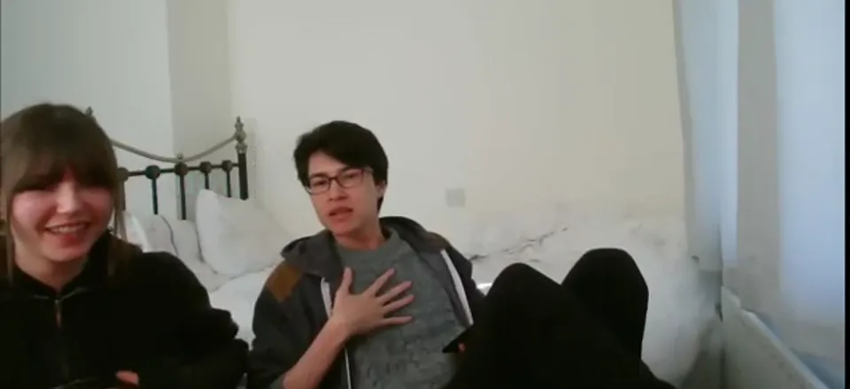 Two people seated on camera during the archived Live Q&A with Mila